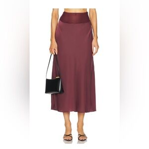 WeWoreWhat Midi Chiffon Cutout Skirt in Merlot